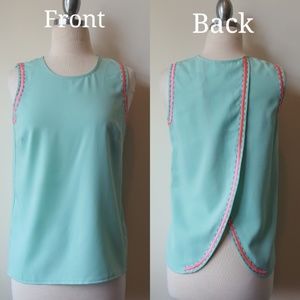 C.Luce Top with Embroidered  Stitch Detailing